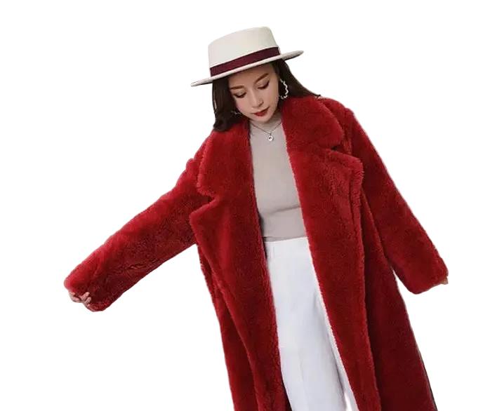 🍒Women winter faux fur coat winter long women female thick teddy bear outerwear Casual loose oversize outdoor wear Bear Winter With A Teddy