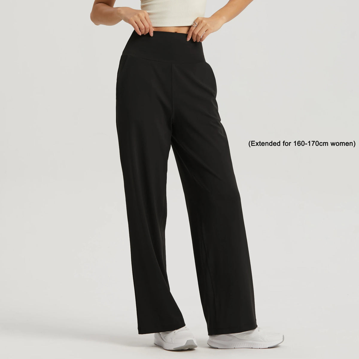 🍒Leisure wide leg pants cool feel smart casual women gym workout pants long legs loose skin friendly yoga dance wear ladies trousers with pockets Cute Casual