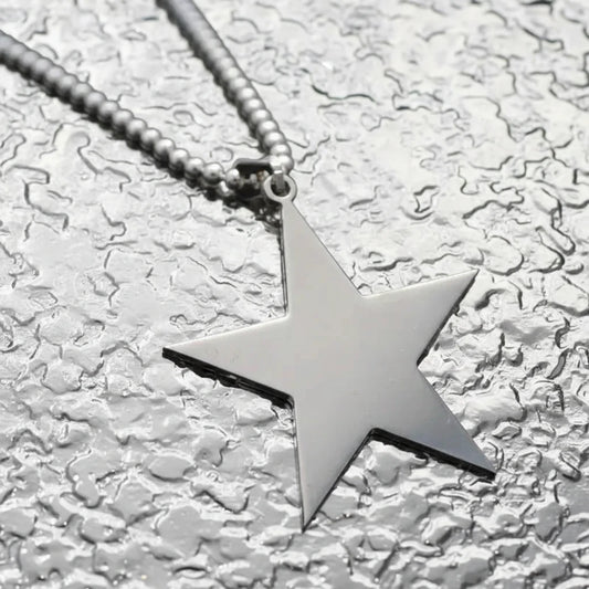 🍒Titaan vlekvrye staal sterhanger-ketting kreatiewe ster Mans/Vroue geskenkpartytjie juweliersware slim gemaklike juweliersware Skitterende Silwer Ster