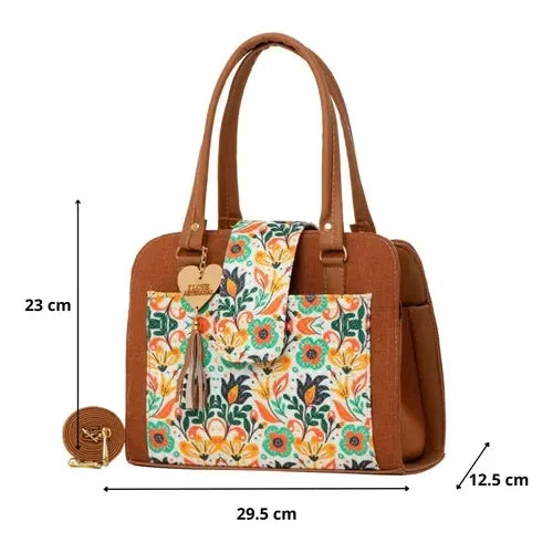 🍒Dames kameel katoen draagtas blomme handsak duursaam eko-vriendelike skerm hitte-oordrag kruislyf sak medium vir daaglikse gebruik Cotton On To A Cloth