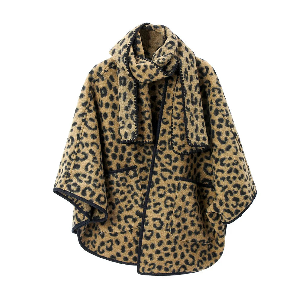 🍒Shawls for women cross-border style high-end feel versatile leopard print cape spring, autumn and outerwear fashion animal print smart casual winter wear Surely Shawls