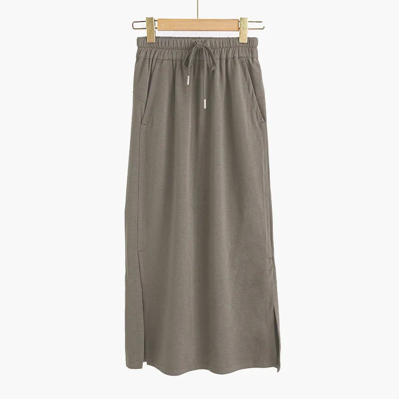 🍒Informele midi-romp modale materiaal klere los somerdrag vroue se informele klere plusgrootte lang rompe met elastiese middel en sakke
