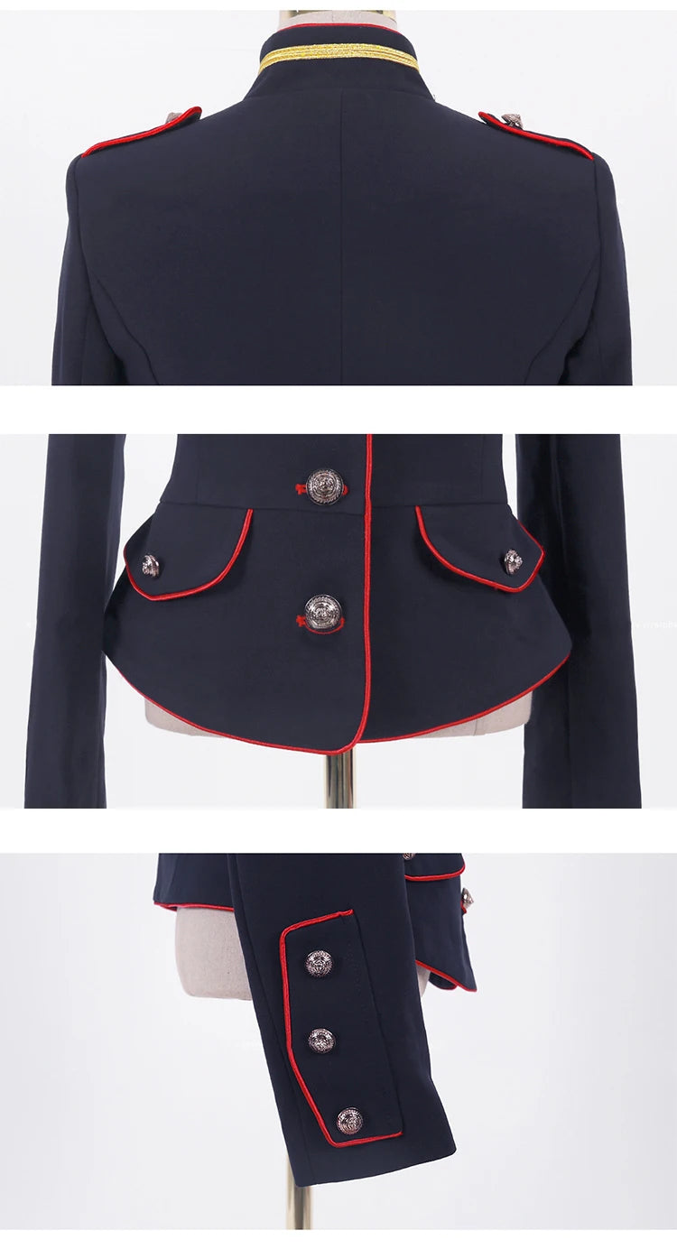 🍒Fashion womens cropped coat with stand up collar high quality vintage female jacket blazer spring autumn fashion smart casual outerwear occasion wear clothing millitary style clothing women Get REDy to EDGE(y) into MILLITARY