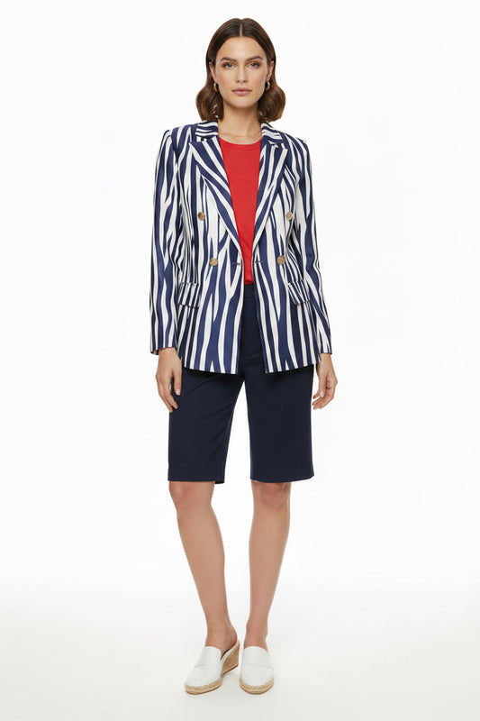 🍒Vintage striped blazer three quarter sleeve suit jacket women’s long sleeve double breasted jacket commuter smart casual outer wear plus size fashion striped clothing Stripe Lucky