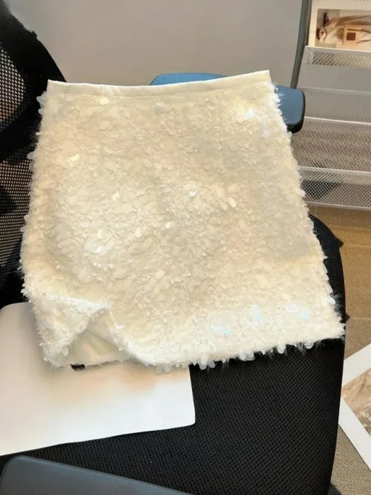 🍒高腰A字迷你裙纯色商务休闲女装春夏时尚Y2k亮片服装,在那个特殊场合尽情展现魅力