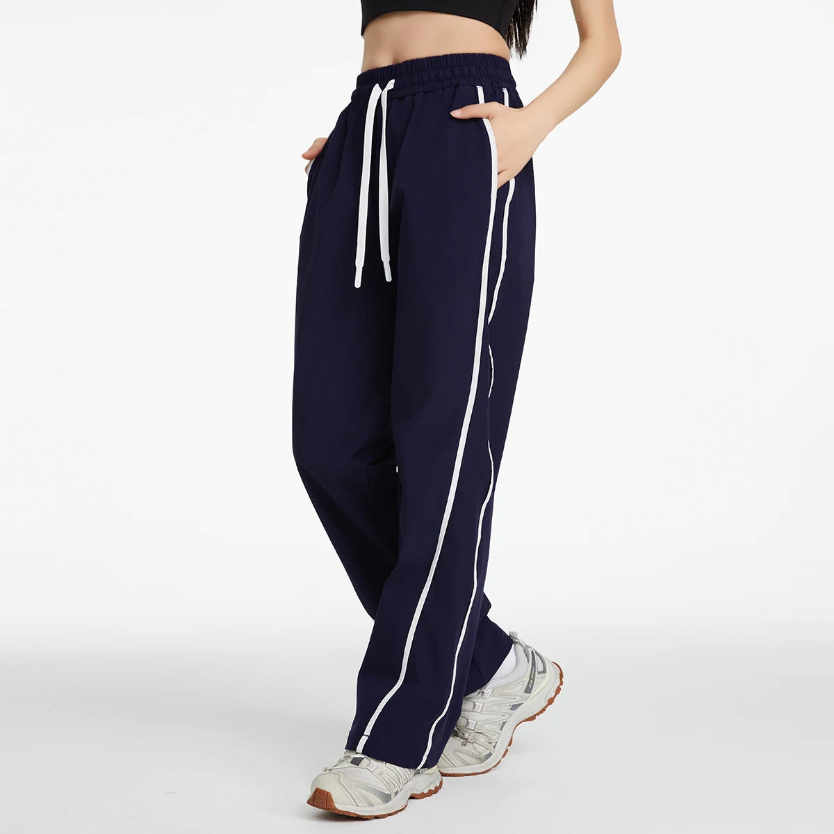 🍒Sportbroek vir vroue somer koel gemaklike los wye pype winddigte buitelug los gemaklike wyepypbroek gimnasiumklere mode: Sport Jou Styl