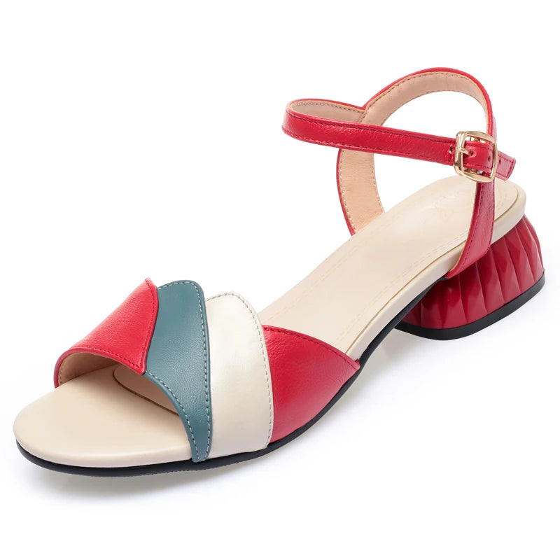 🍒Vroue se egte leersandale somer ooptoon skoene plat enkelband groot groottes 41 42 43 mode slim gemaklik dames skoene Flat Out Comfort