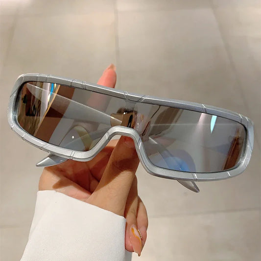 🍒Monoblock-sonbril mans stylvol punk futuristiese buitelugskerms nuwerwets omhulde UV400-beskermende oogklere nuwerwetse sonbrille Cool Wraps
