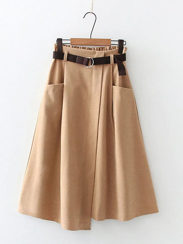 🍒Informele rompe hoë middellyf effekleurig deftig gemaklik dames onreëlmatige mode met sakke midi eenvoudig elegant a-lyn Elke Dag Onreëlmatig