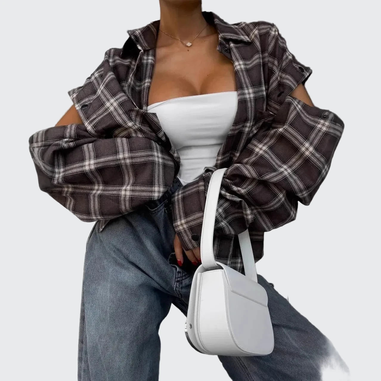 🍒Women's spring shirt Jacket checkered short-sleeved pocket retro luxurious chic trendy minimalist fashion check blouse designer comfy style clothing Dont Be Stale Mate Get This Checkers