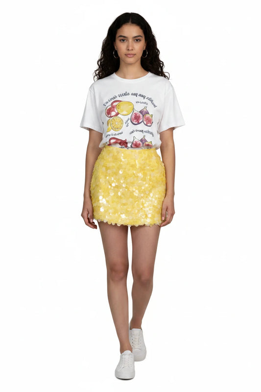 🍒亮片迷你裙时尚修身高腰亮丽名媛派对服饰优雅A字形迷你裙女装时尚休闲场合服饰,阳光映衬你的迷你裙