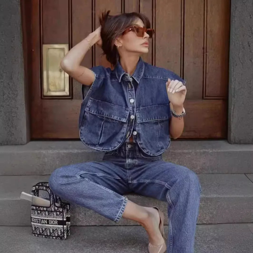 🍒Vroue se somer kortmouhemp moulose bloes top dames elegant met groot sakke oesjaarstyl sjiek gemaklike soliede somerklere hoë-gehalte trui denimtop Sak Hierdie Kort