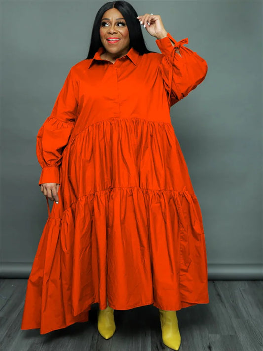 🍒Plus Size hempde rokke vir vroue met moue slim gemaklike klere vroue los uitrusting groot maxi swaairok kleurvolle gemaklike klere vroulike mode Vrolike Lae vol