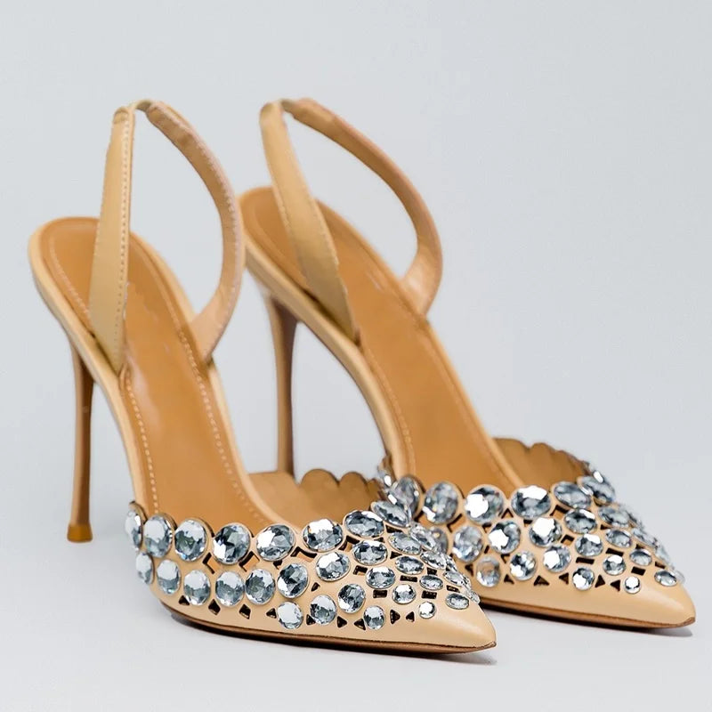 🍒Kristal slingback sandale spits toontjie stilettohakke enkelband geleentheidskoene skoene aandpompe vir vroue moderne partytjieskoene On Point Fashion
