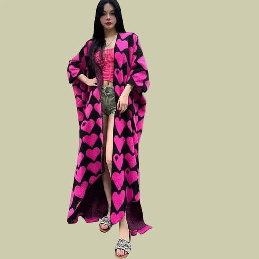 🍒 Hartdruk-trui vroue-truie kimono-mode herfs winter slim gemaklike drag partytjiejas dik warm vroue vakansie-jas vroue Warmhartig