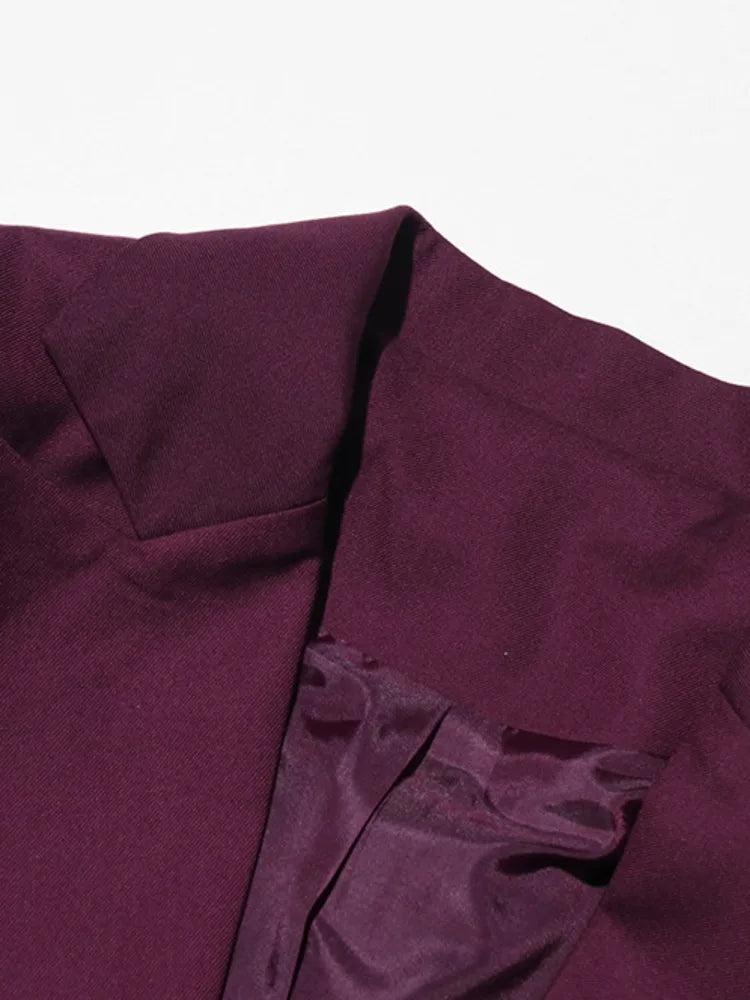 🍒Women's burgundy two-piece pant set classic blazer suit and wide leg trousers and jacket outfit stylish fomal wear occasion clothing Get Red eye In Your Wine Red