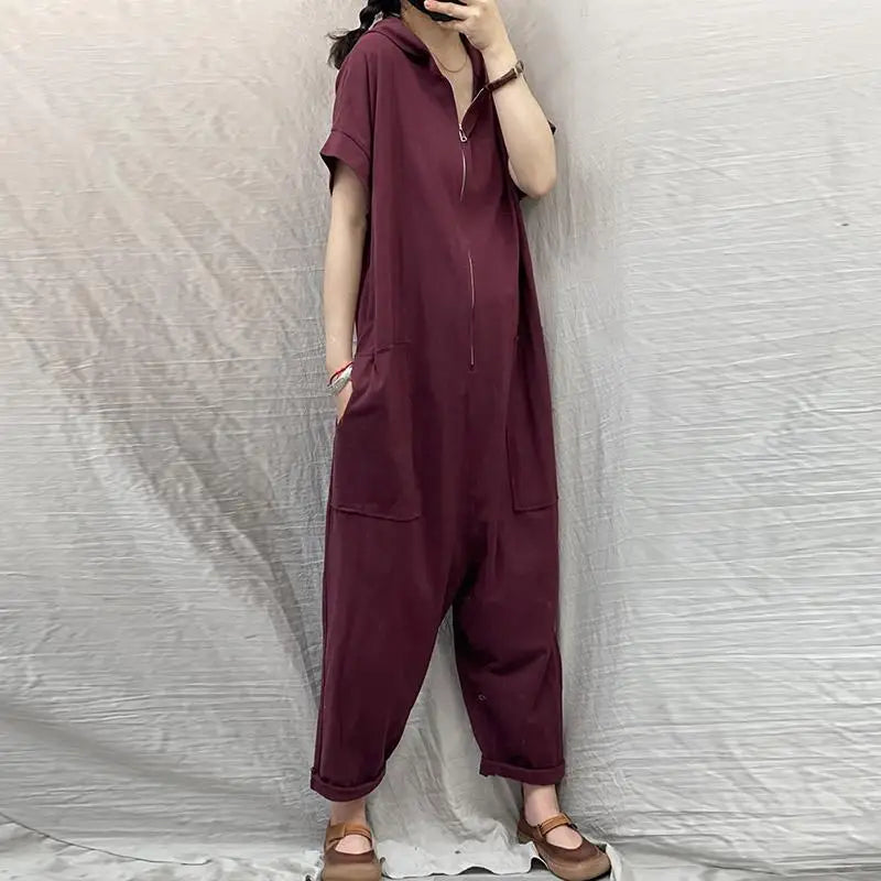 🍒Jumpsuit vir vroue gemaklike speelpakkie vragbroek ritssluitpak somer lang oorpak Y2k Klere Wees 'n Beer