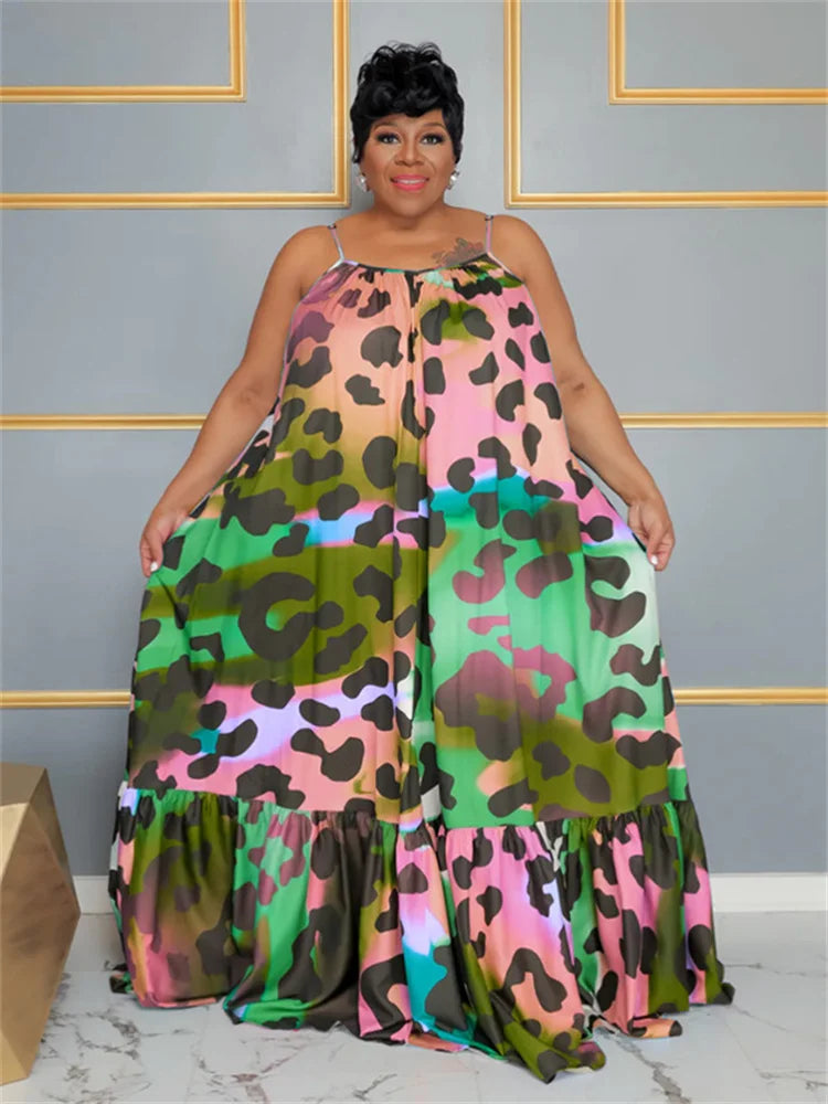 🍒Plus size dieredrukrok somerklere blomme uitrusting kleurvolle vollengte slim-informele dames maxi-rokke chiffonmateriaal a-lyn Verryk Jou Dier