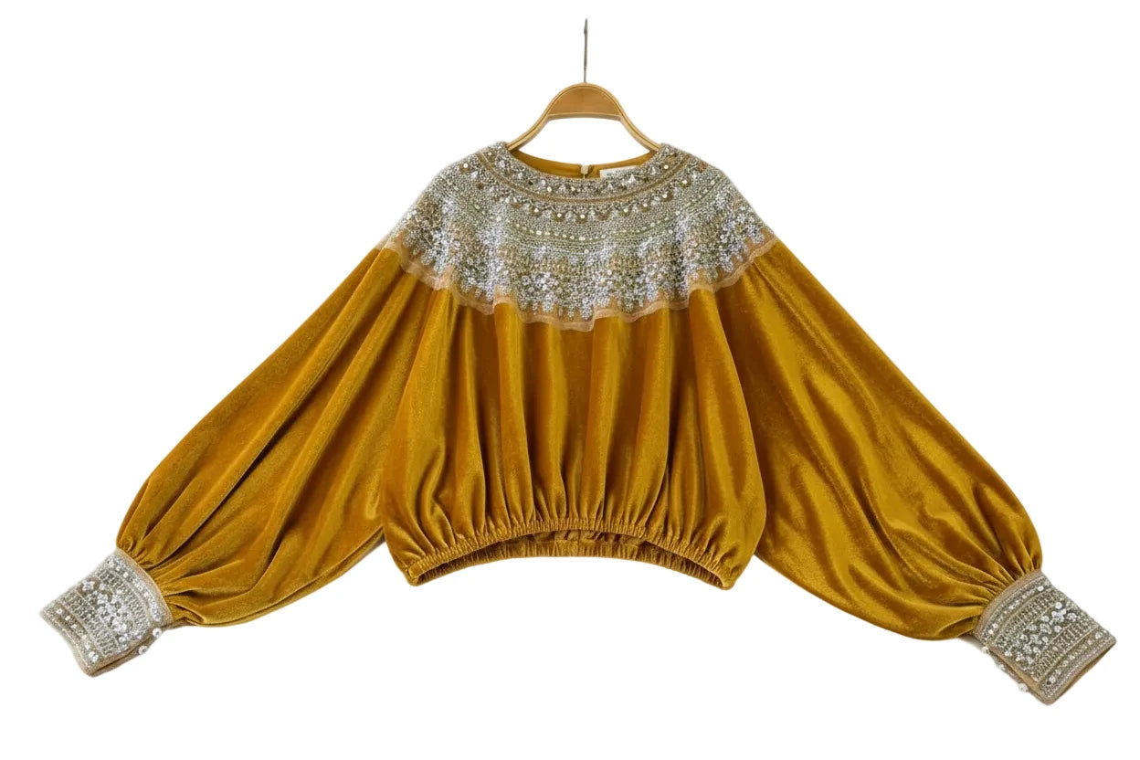 🍒Vintage fluweel bloes dames velours hemp paillette kleding elastiese middellyf top Los partytjie geleentheid drag kleding Gestem Fluweel Wisselend Nooit