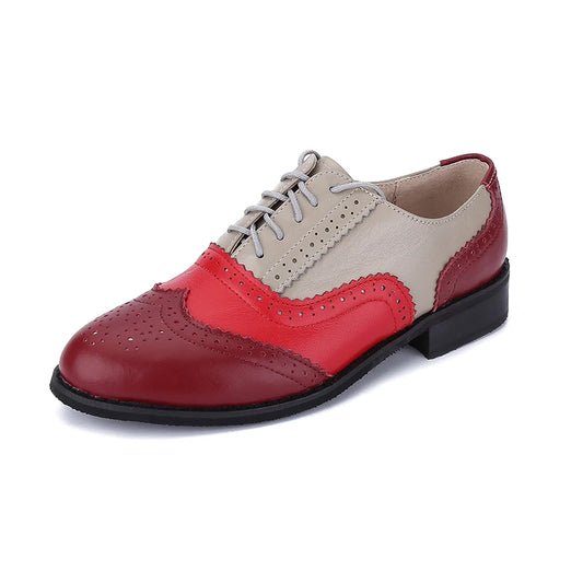 🍒Vroue se oxford-skoene, lente herfs kleur komplimenterende stapskoene, egte leer, brogue, slim gemaklik, rooi skoene vir alle geleenthede, vroue, Groottes 33-46, Koel Klassieke