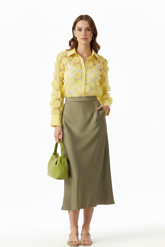 🍒Elegante Franse bloes 3D blom semi-deursigtige gaashemp top vroue lanternmou bloese somer Pick A Peach Or Two