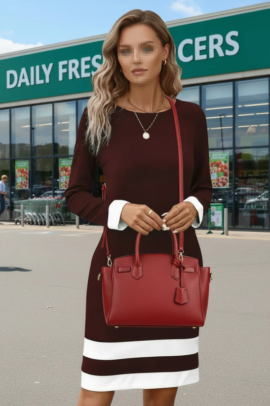 🍒Herfs winter mode slimpassende langmou gebreide rok vroue ronde hals uitrusting vroulike slim-informele klere Koel Modelyne