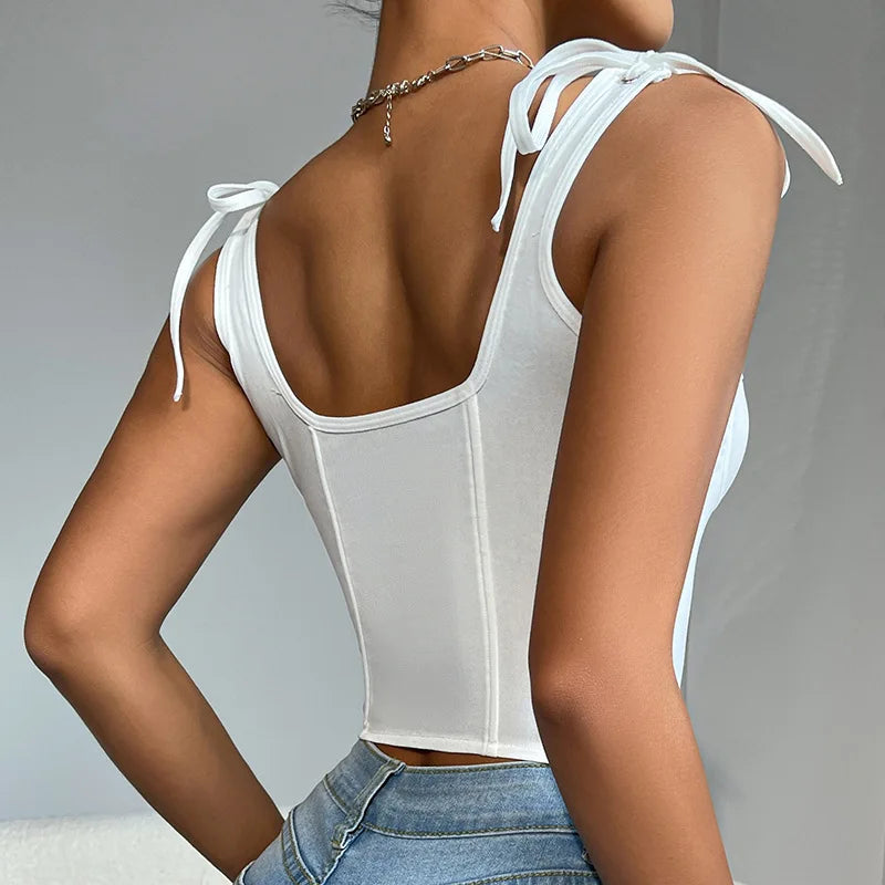 🍒Bustier korset top Y2K oulike vierkantnek uitgaantop croptop vir vroue se nuwerwetse somerkledingstuk modehempie Verslankende vormgewende hempie Moenie in TRANNE wees oor 'n slegte vorm BORS nie, kry hierdie