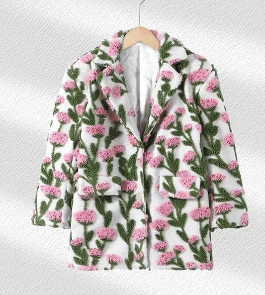 Floral Fleece Jacket Coat