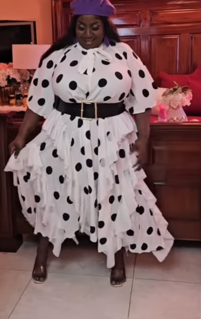 🍒Dress with polka dots simple pleats and ruffled edges summer outfit looks long loose fit smart primted casual wear loose Fit clothing and Slimming Effect  party occasion clothing Lucky You Spotted this Spot