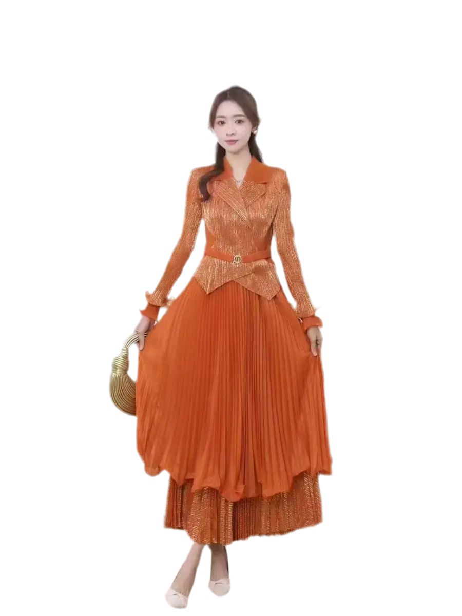 🍒Ontwerpersuitrustings vir vroue: Modieuse rok met kraagbaadjie, rok met ruffles by die soom, geskik vir partytjies, hoë rekbaarheid kledingstuk, ongeveer Engelse groottes (12-16). Moenie 'n suurknol wees nie, kry 'n lemoen of...