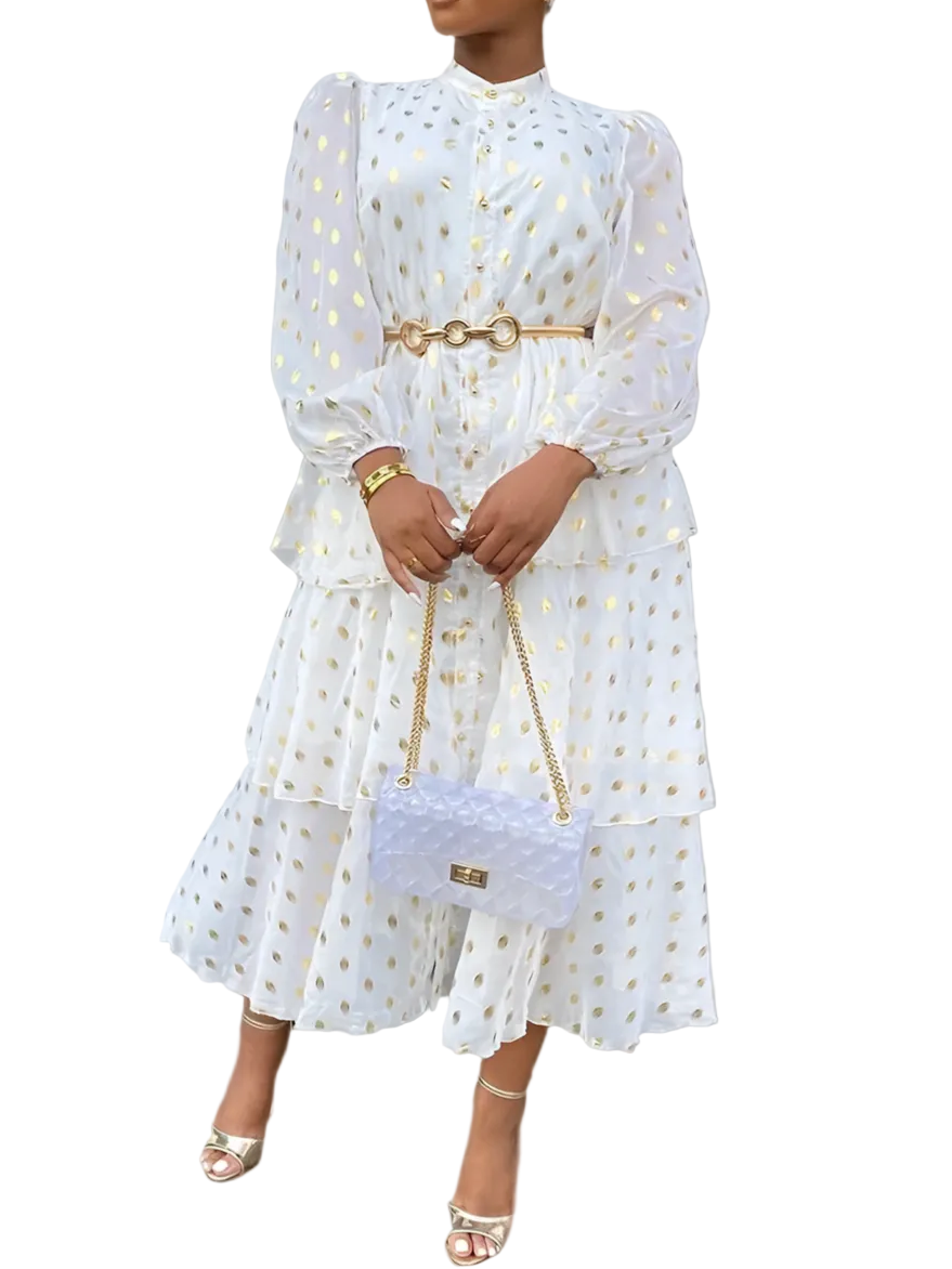 🍒Dresses for women clothes with gold accents occasion wear party clothing vacation wear gold polka dot outfit feminine clothing Get This Heavenly Cents Sent