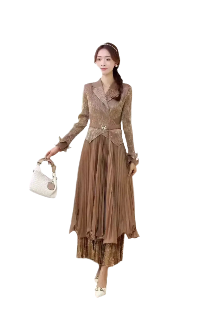 🍒Ontwerpersuitrustings vir vroue: Modieuse rok met kraagbaadjie, rok met ruffles by die soom, geskik vir partytjies, hoë rekbaarheid kledingstuk, ongeveer Engelse groottes (12-16). Moenie 'n suurknol wees nie, kry 'n lemoen of...