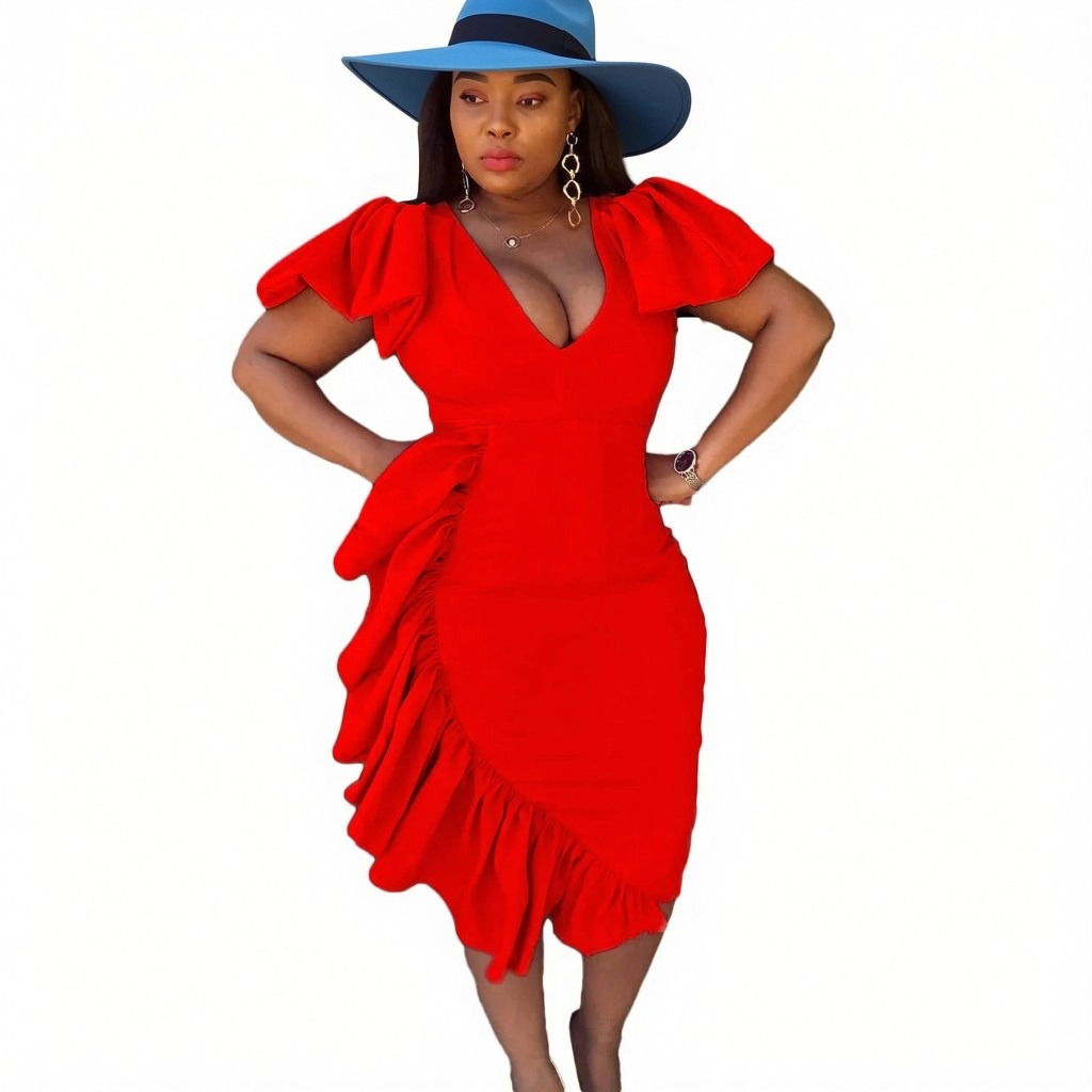 🍒Womens ruched dress spring summer outfit bodycon occasion clothing smart casual wear women party wear Ruffle To The Side In A Side Ruffle