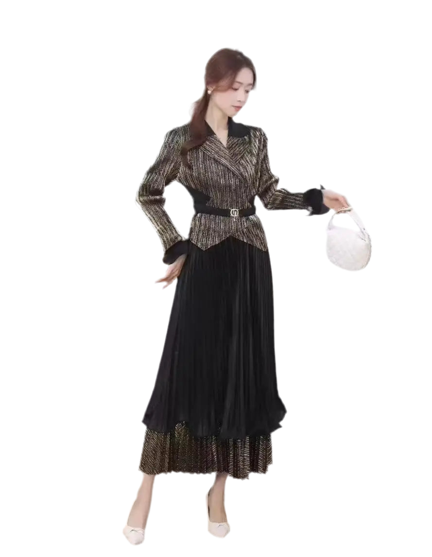 🍒Ontwerpersuitrustings vir vroue: Modieuse rok met kraagbaadjie, rok met ruffles by die soom, geskik vir partytjies, hoë rekbaarheid kledingstuk, ongeveer Engelse groottes (12-16). Moenie 'n suurknol wees nie, kry 'n lemoen of...