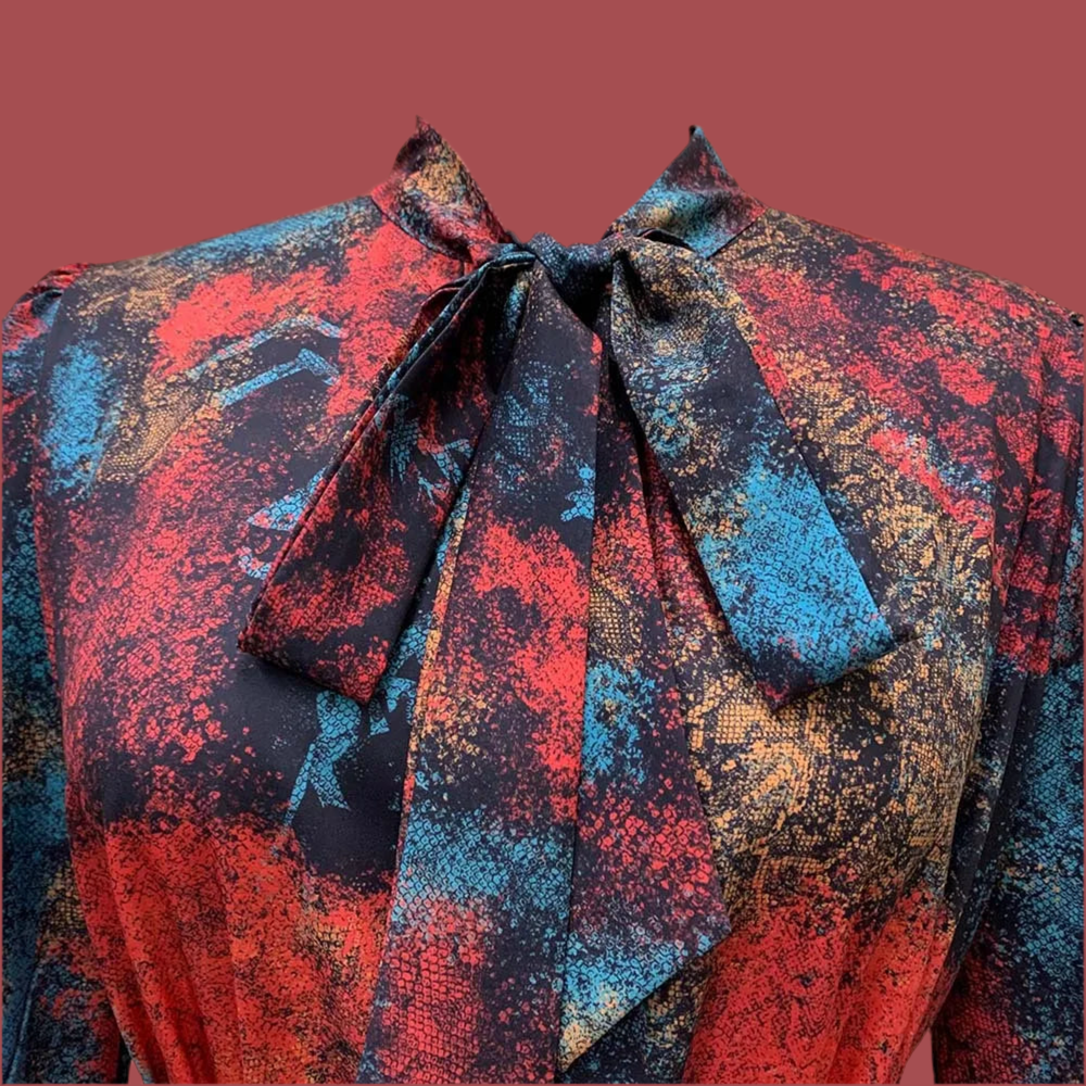 🍒Long sleeve snake print dress bowknot outfit high waist office clothing for plus size women smart casual wear with belt occasion clothing SHED indecisions and SLIP lnto SNAKE-y