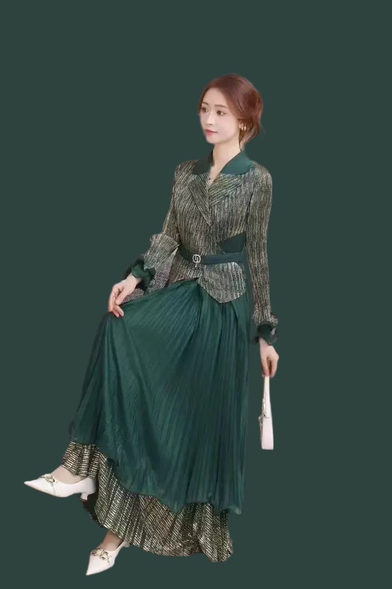 🍒Ontwerpersuitrustings vir vroue: Modieuse rok met kraagbaadjie, rok met ruffles by die soom, geskik vir partytjies, hoë rekbaarheid kledingstuk, ongeveer Engelse groottes (12-16). Moenie 'n suurknol wees nie, kry 'n lemoen of...