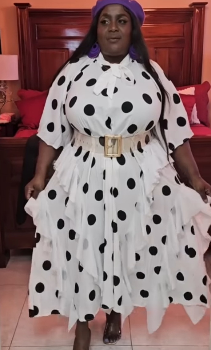 🍒Dress with polka dots simple pleats and ruffled edges summer outfit looks long loose fit smart primted casual wear loose Fit clothing and Slimming Effect  party occasion clothing Lucky You Spotted this Spot