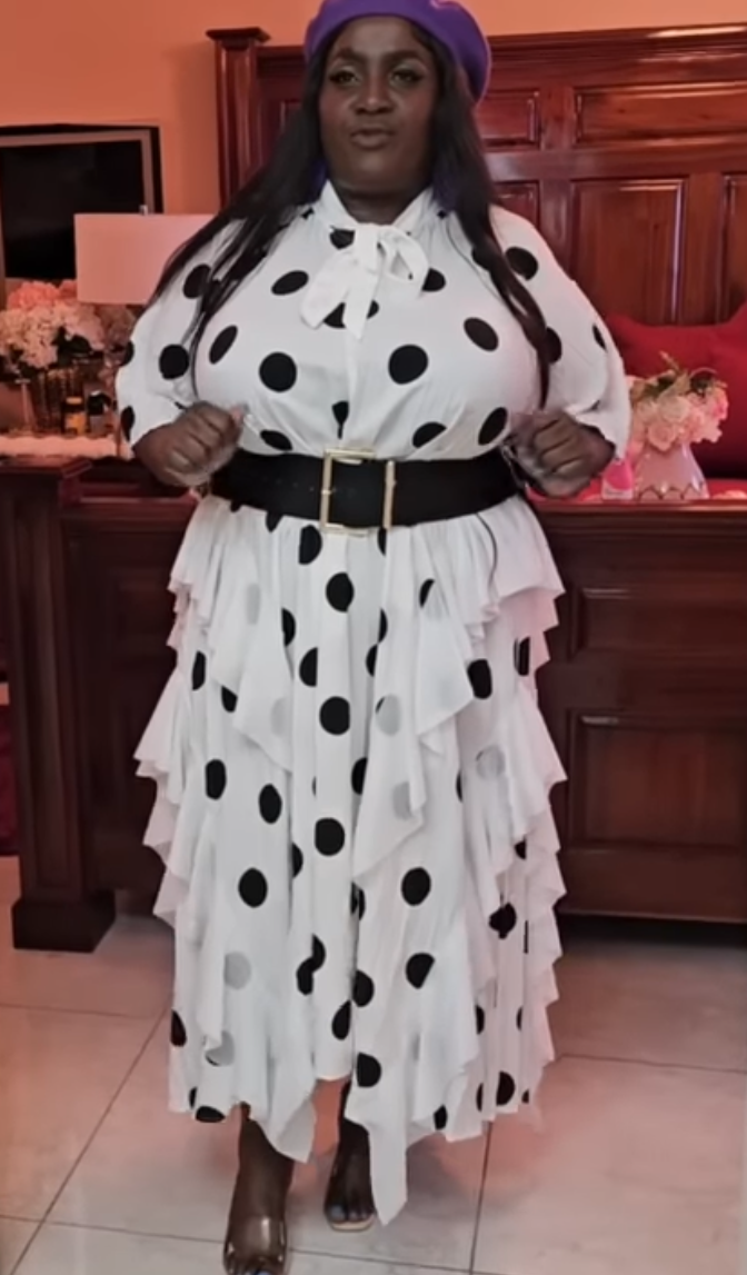🍒Dress with polka dots simple pleats and ruffled edges summer outfit looks long loose fit smart primted casual wear loose Fit clothing and Slimming Effect  party occasion clothing Lucky You Spotted this Spot