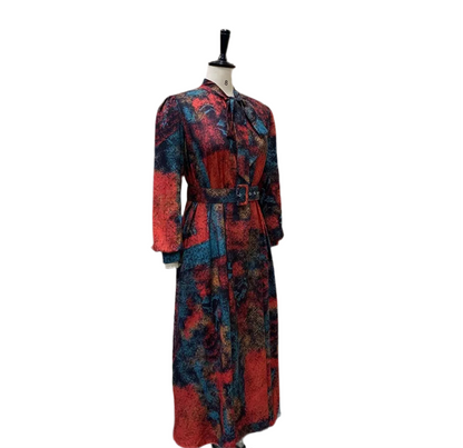 🍒Long sleeve snake print dress bowknot outfit high waist office clothing for plus size women smart casual wear with belt occasion clothing SHED indecisions and SLIP lnto SNAKE-y