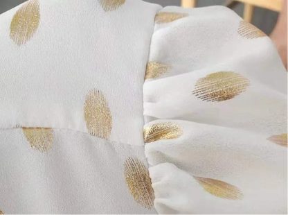 🍒Dresses for women clothes with gold accents occasion wear party clothing vacation wear gold polka dot outfit feminine clothing Get This Heavenly Cents Sent