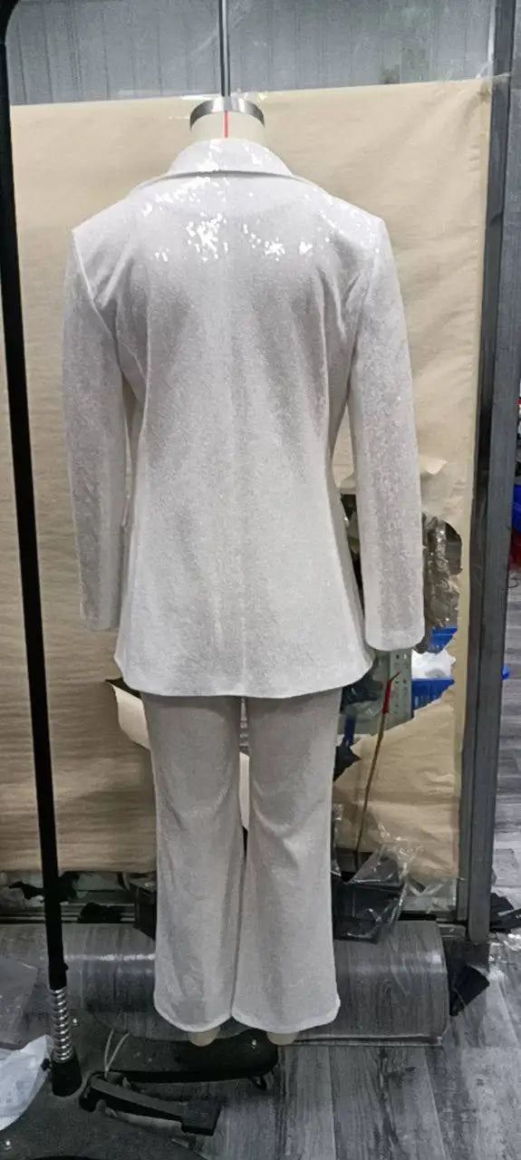 🍒Nuwe Aankomelinge Dames Elegante Sequinpakstelle vir Vroue Broek- en Lang Blazerstel vir Vroue Pakke Kantoor Formele Pak Gorg GlitZ