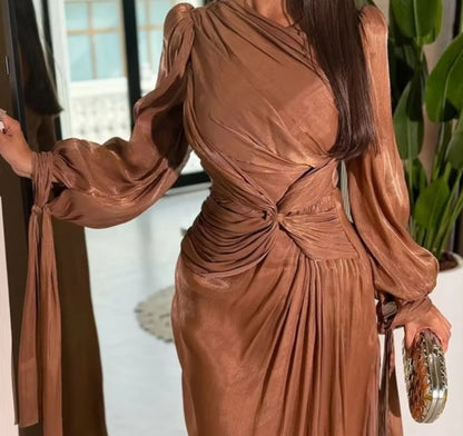 🍒 Vroue langmou geplooide rok aandrok trougas uitrusting matriekafskeidrokke maxi mode klerasie maxi rok klerasie Rol In Plooie