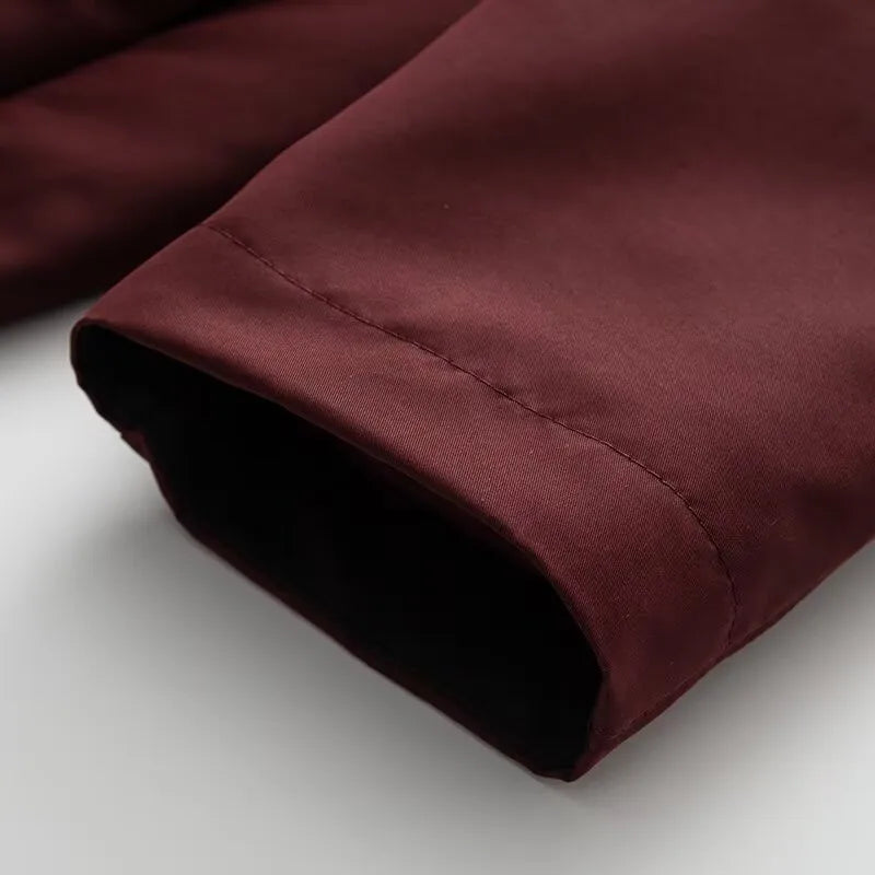 🍒Women's spring and summer fashion style simple and versatile trench coat long sleeves collar outwear smart casual Bottle Style With A Burgundy Coat Dress