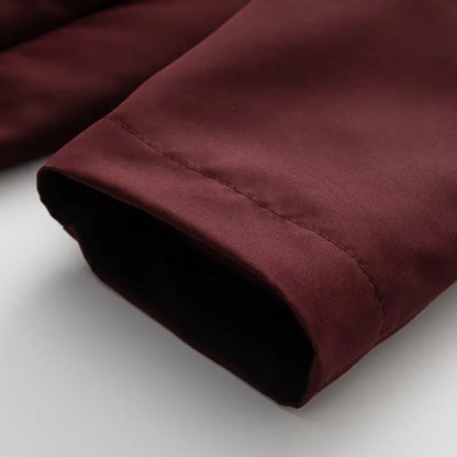 🍒Women's spring and summer fashion style simple and versatile trench coat long sleeves collar outwear smart casual Bottle Style With A Burgundy Coat Dress