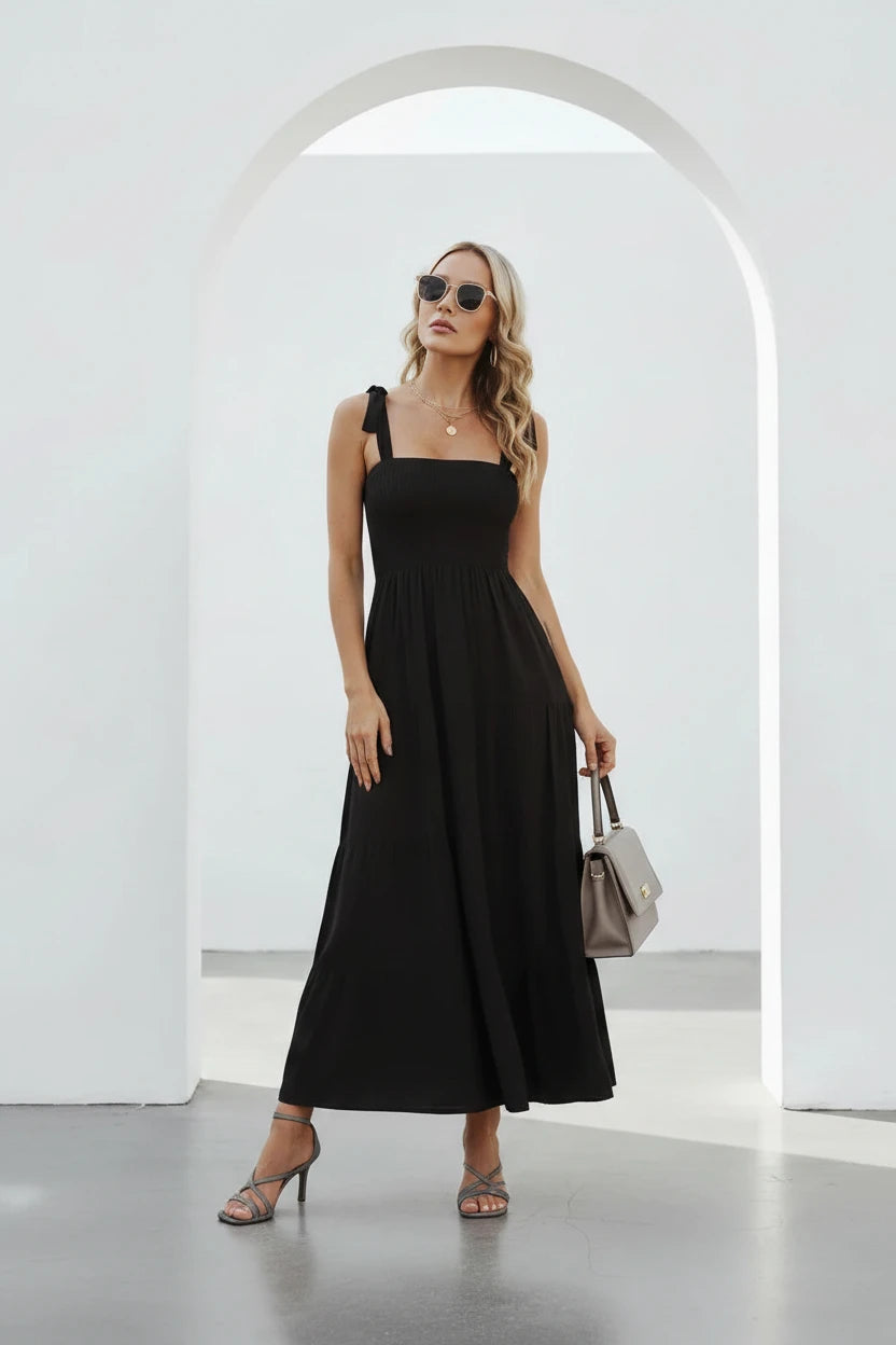 🍒Tiered summer dress summer sleeveless midaxi outfit for holiday spring summer clothing backless printed vacation wear cami dress for Women smart casual clothing  Dress For Summer