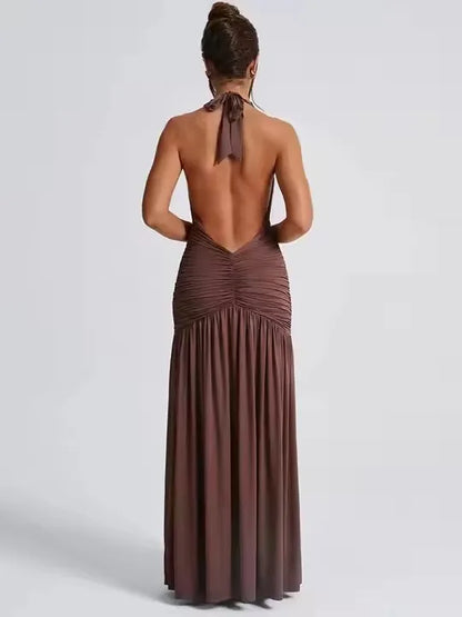 🍒ruglose moulose halter V-nek elegante maxi hoë spleet damesmode partytjie geleentheid drag