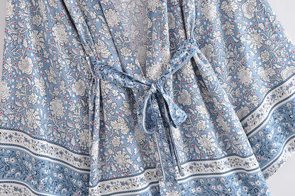 🍒Beach coverups wild floral print short light kimono jacket batwing duster bohemian ladies v-neck rayon short bikini swimwear cover over vacation wear holiday clothing casual wear  Colourful Comfort