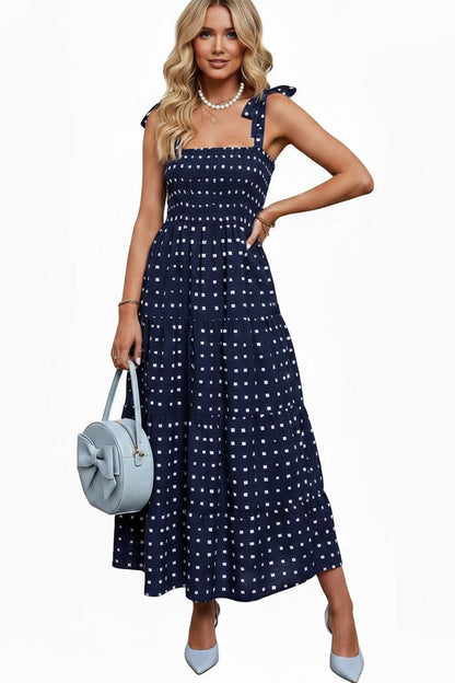 🍒Tiered summer dress summer sleeveless midaxi outfit for holiday spring summer clothing backless printed vacation wear cami dress for Women smart casual clothing  Dress For Summer