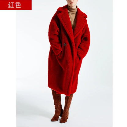 🍒Women winter faux fur coat winter long women female thick teddy bear outerwear Casual loose oversize outdoor wear Bear Winter With A Teddy