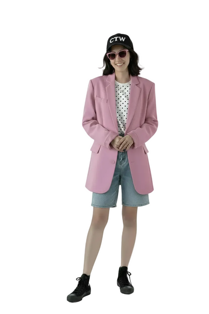 🍒Suit jacket women korean version of the British style women's suit coat long jacket summer autumn fashion smart casual clothes party occasion wear Oversize Nice